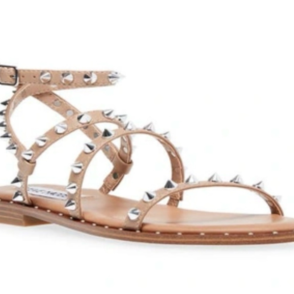 Steve Madden Transport Studded Strappy Sandals, Tan, Size 11